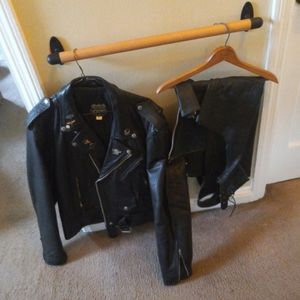 Mens Leather Jacket and Chaps